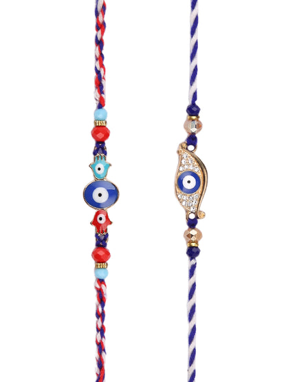 Set of 2 Blue & Red Evil Eye Rakhi