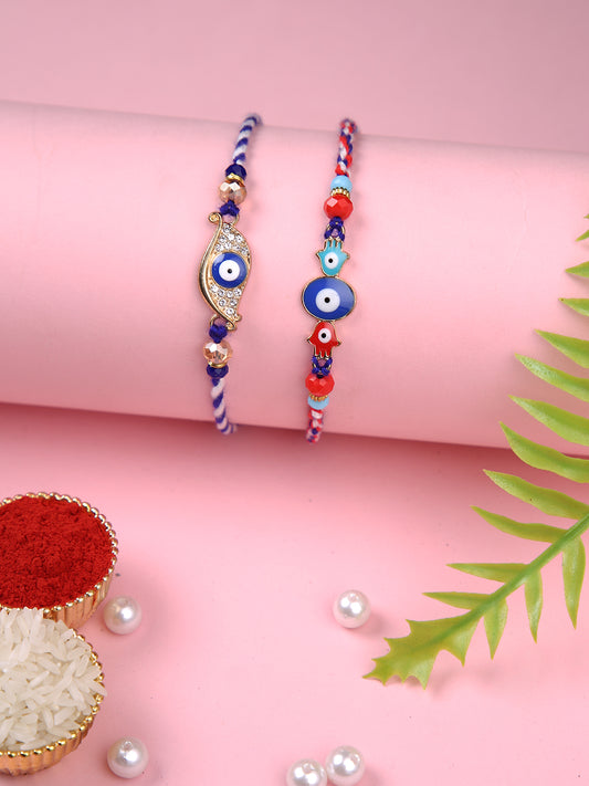 Set of 2 Blue & Red Evil Eye Rakhi