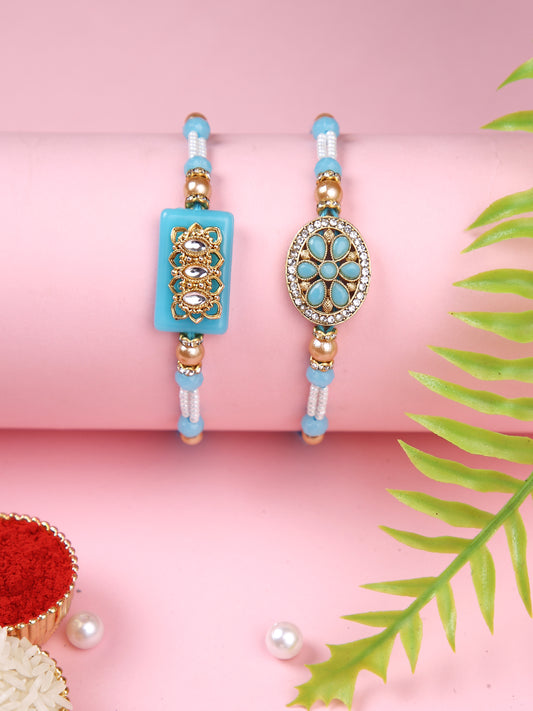 Set of 2 Beautifully Designed Beaded Floral Rakhi