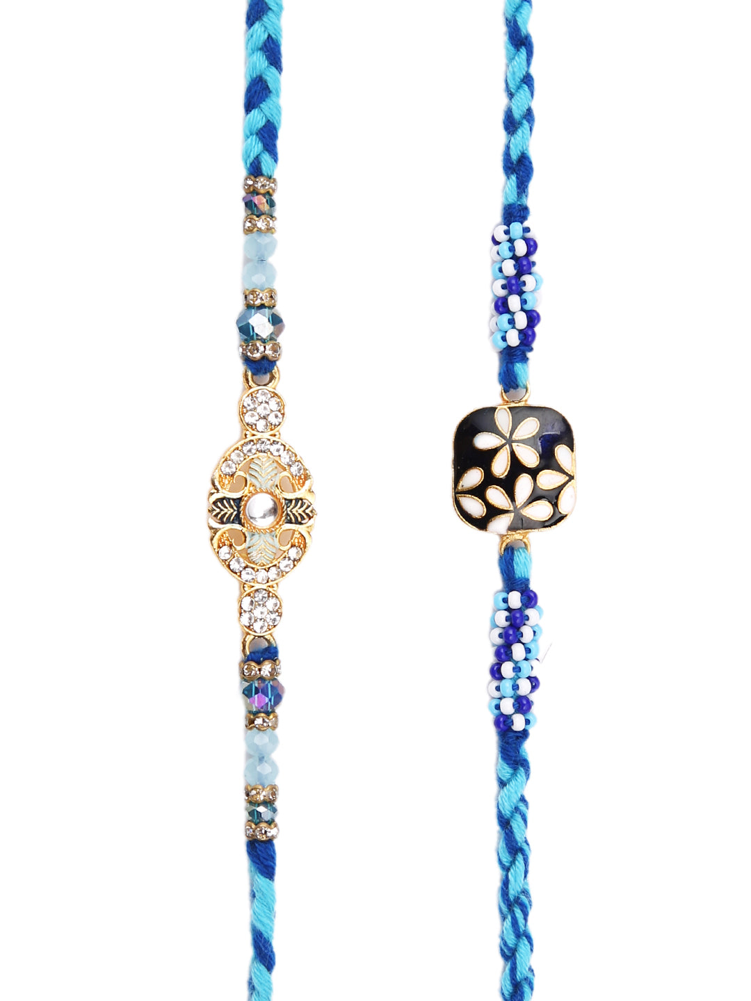 Floral Designed Stone Work Set of 2 Rakhi