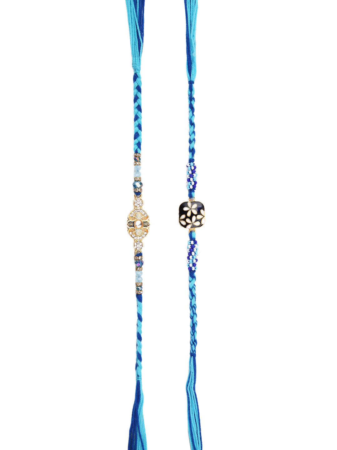 Floral Designed Stone Work Set of 2 Rakhi