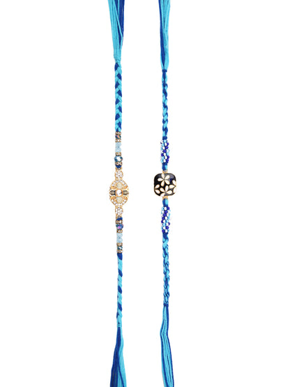 Floral Designed Stone Work Set of 2 Rakhi