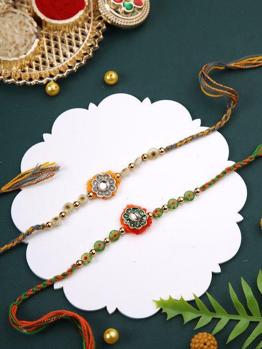 Set of 2 Multicolor Floral Rakhi