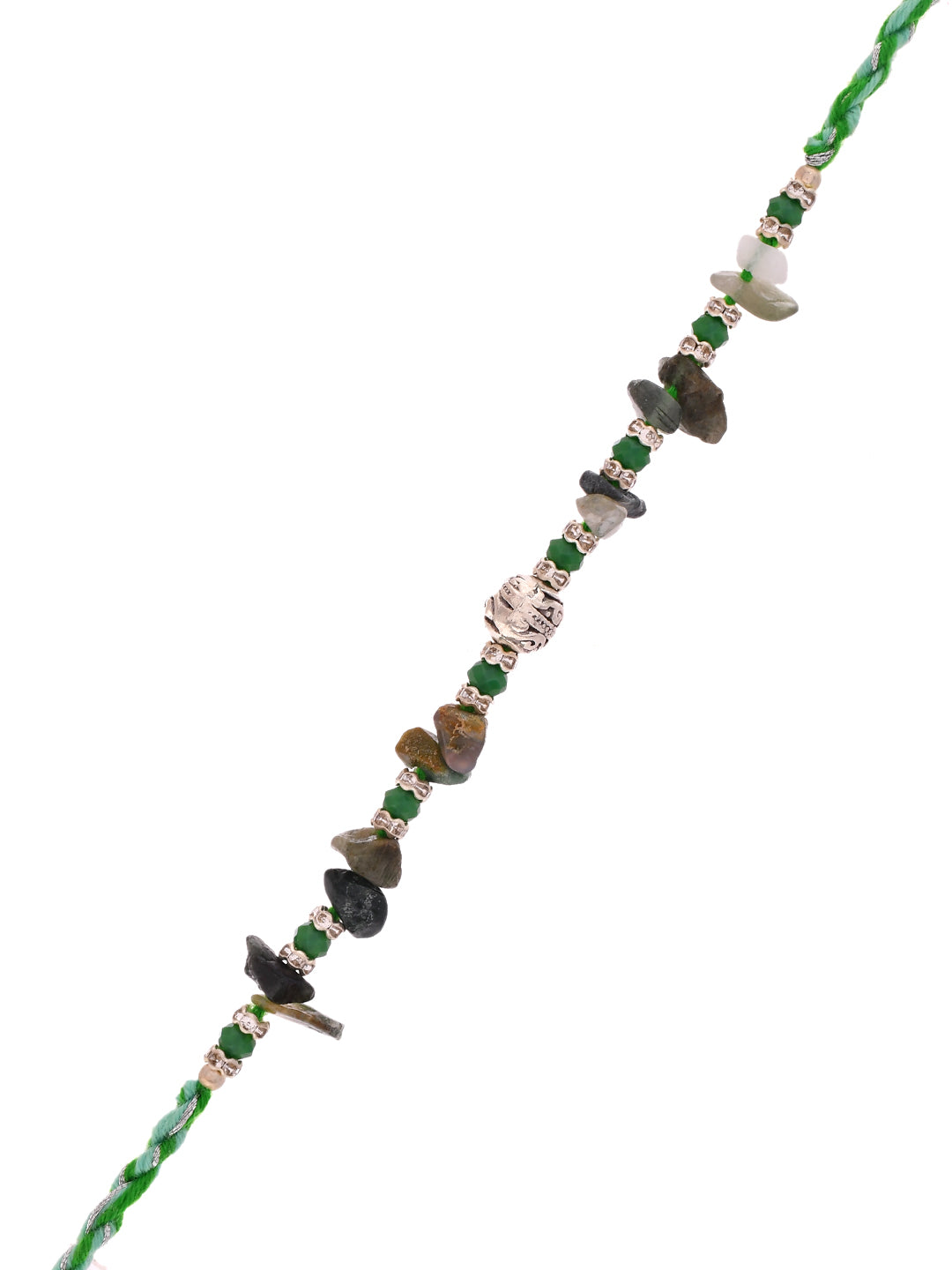 Green Crystal Rakhi with Natural Stone Accents