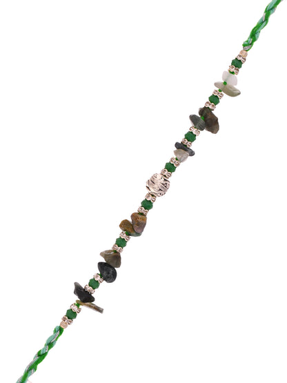 Green Crystal Rakhi with Natural Stone Accents