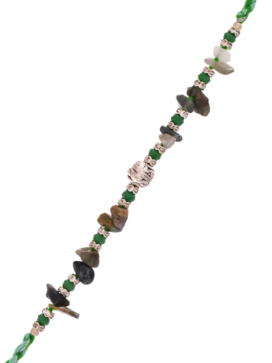Green Crystal Rakhi with Natural Stone Accents