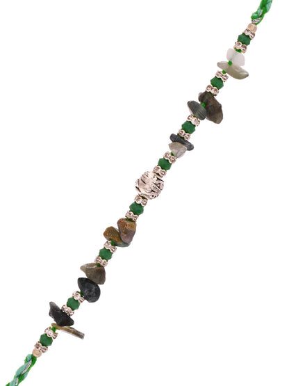 Green Crystal Rakhi with Natural Stone Accents