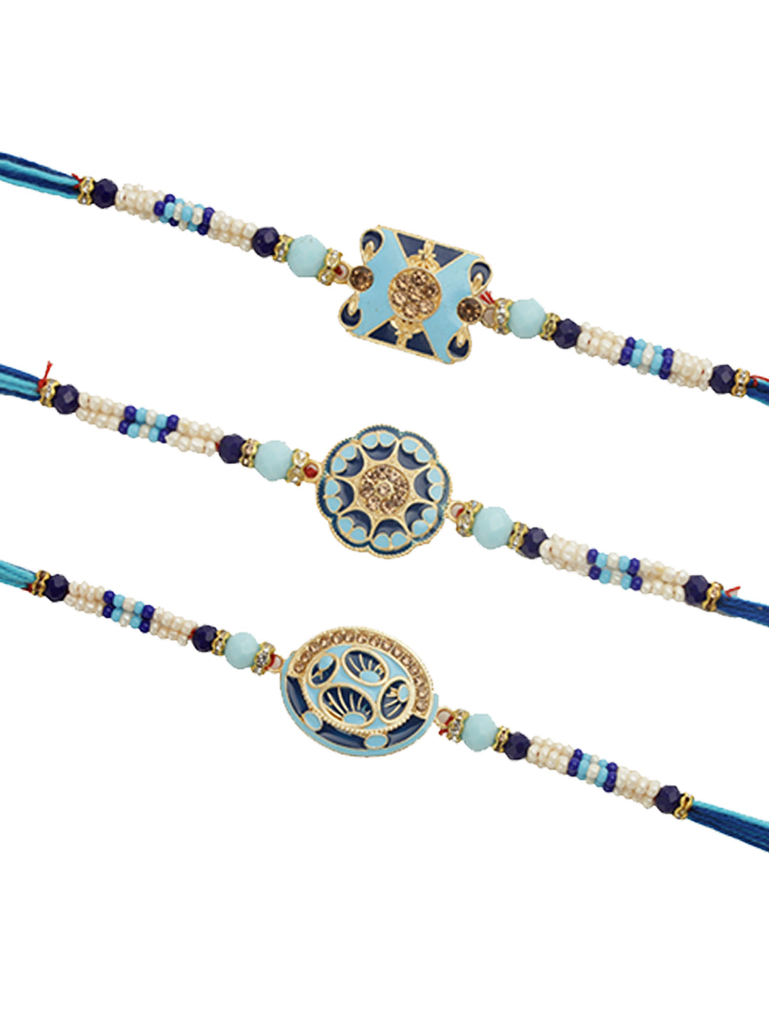 Royal Blue Enamel Rakhi Set of 3