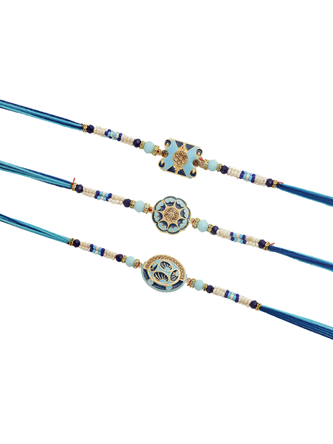 Royal Blue Enamel Rakhi Set of 3