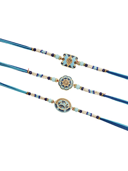 Royal Blue Enamel Rakhi Set of 3