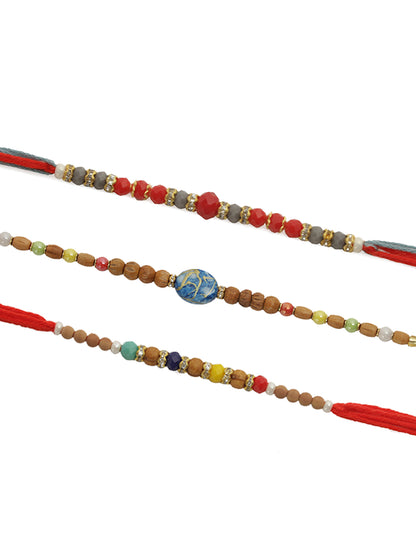 Multicolor Beads Set of 3 Rakhi