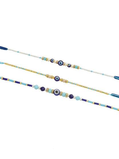 Turquoise Nazar Rakshak Rakhi Set of 3