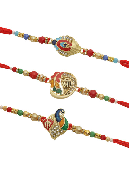 Set of 3 Multicolored Beaded Rakhi