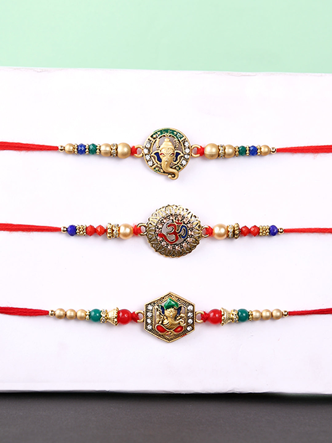 Set of 3 Divine Ganesha & Om Rakhi