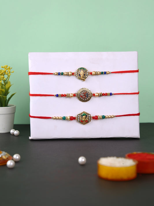 Set of 3 Divine Ganesha & Om Rakhi