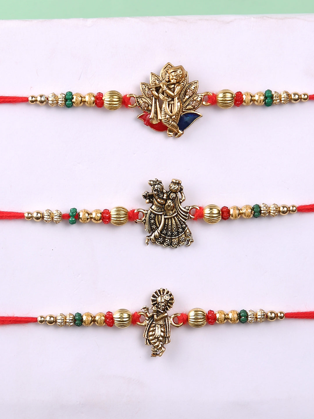 Set of 3 Krishna Beaded Rakhi