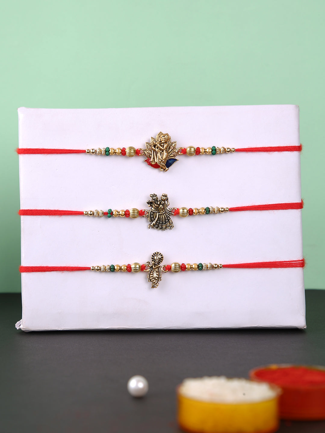 Set of 3 Krishna Beaded Rakhi