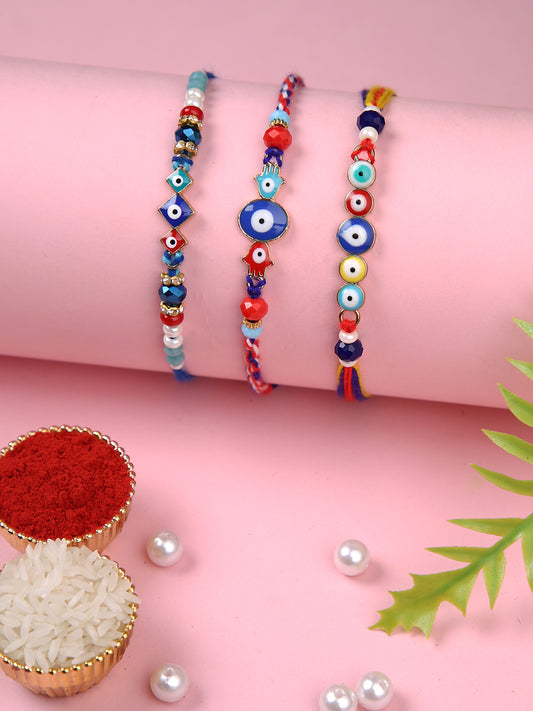 Set of 3 Multi Eyed Multistranded Rakhi