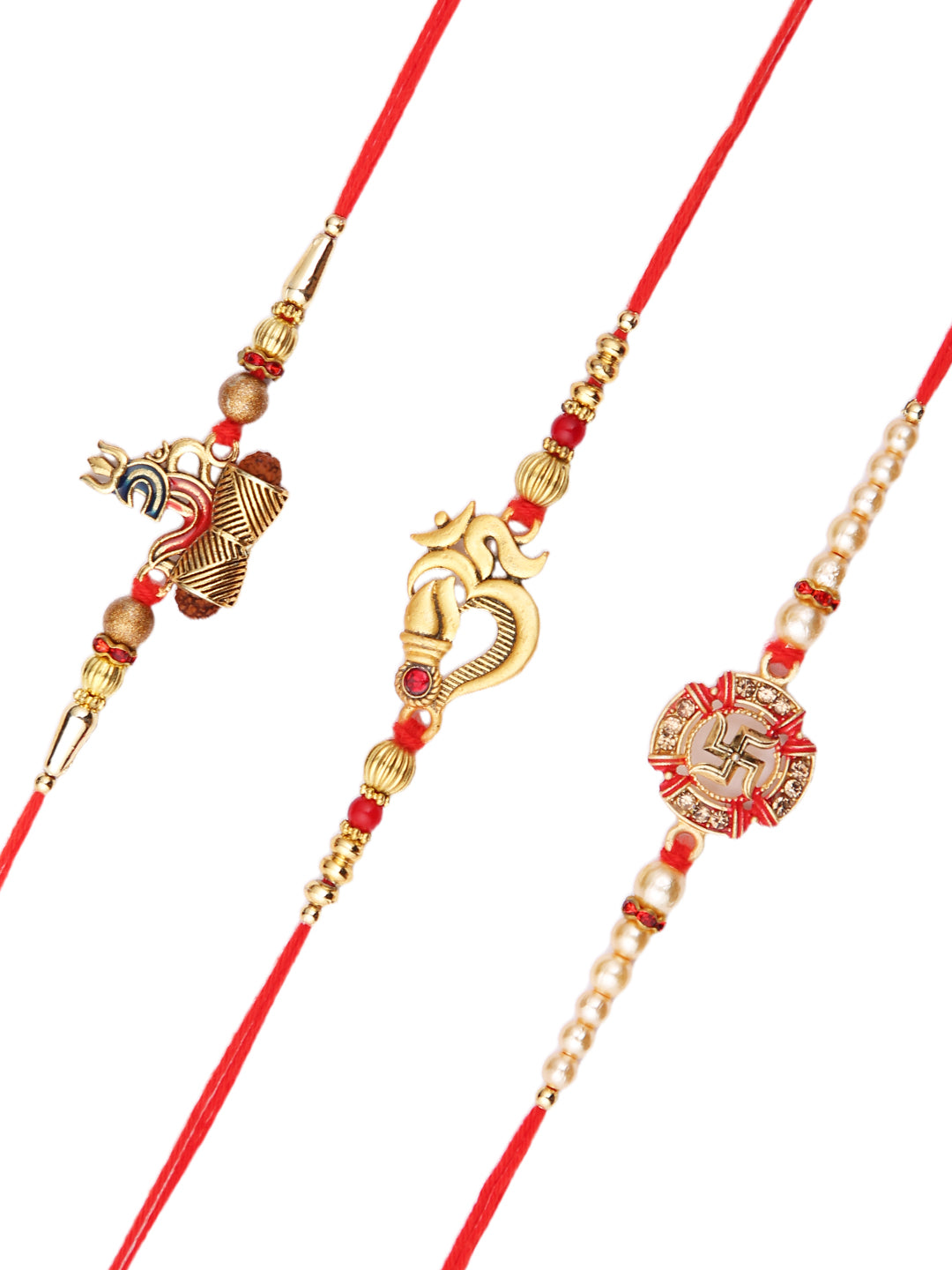 Set of 3 Divine Swastik & Om Rakhi
