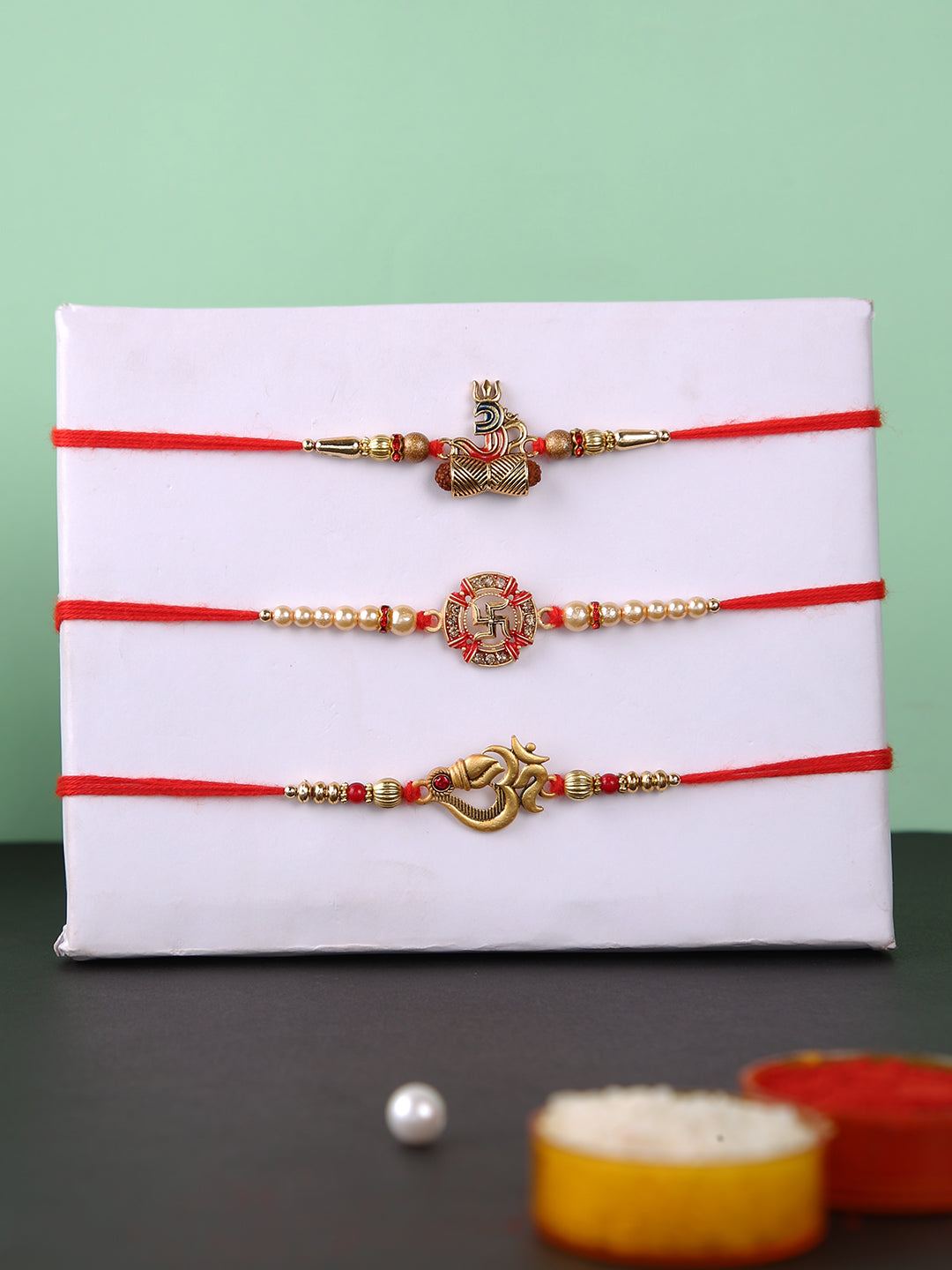 Set of 3 Divine Swastik & Om Rakhi