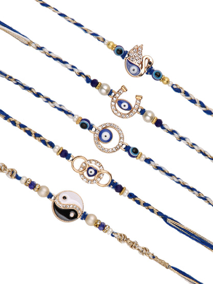 Blue & White Evil Eye Set of 5 Rakhi