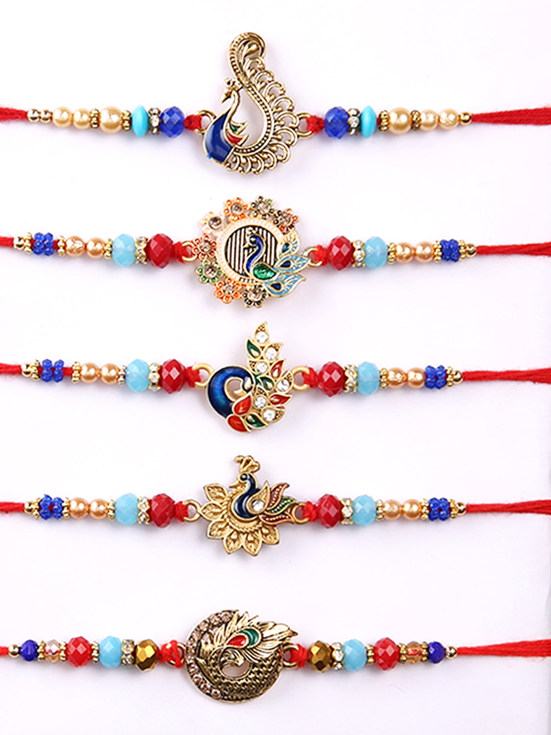 Beautiful Peacock Collection Set of 5 Rakhi