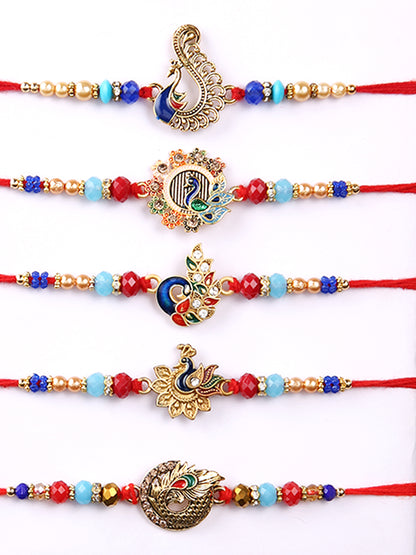 Beautiful Peacock Collection Set of 5 Rakhi