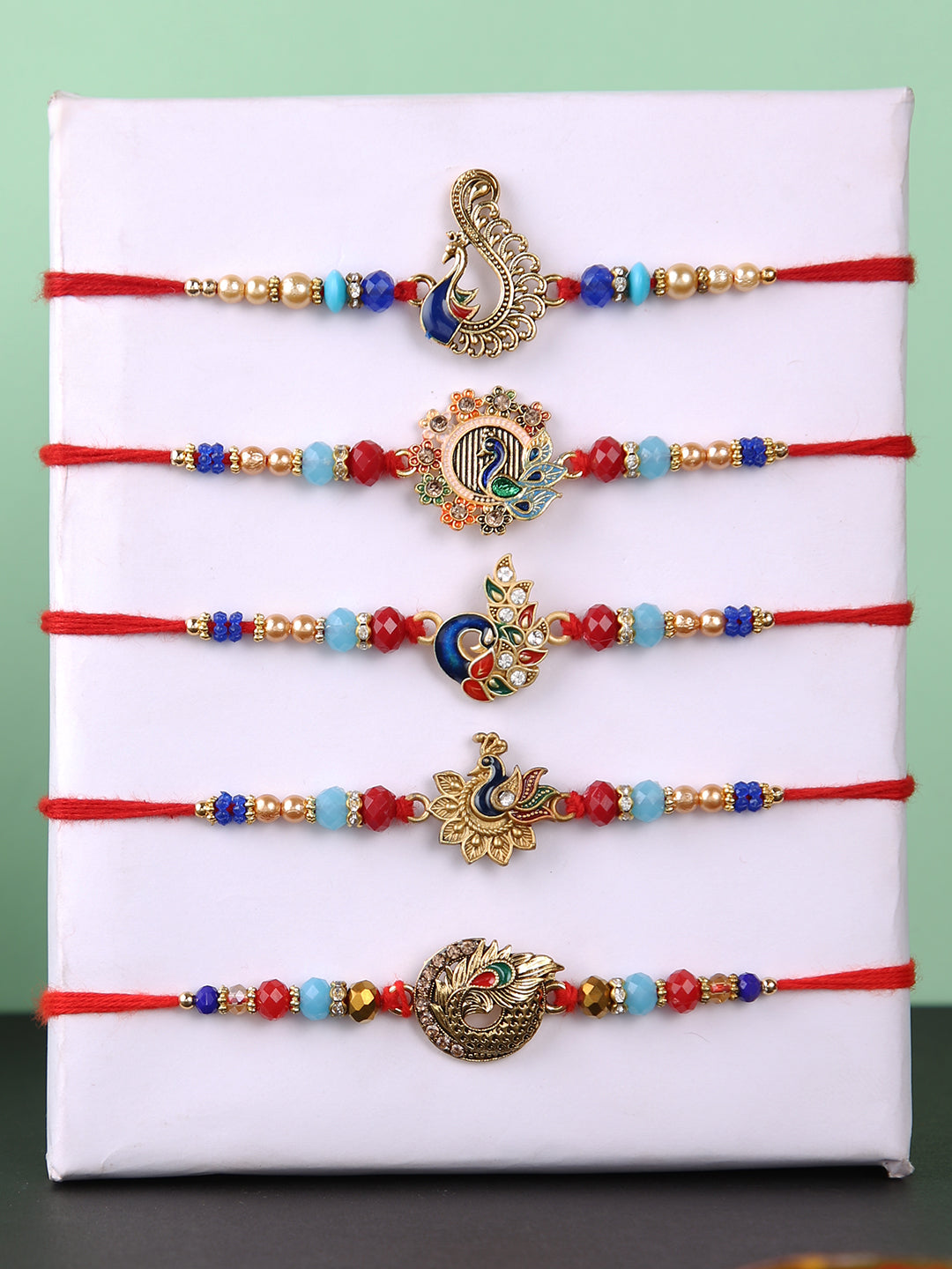 Beautiful Peacock Collection Set of 5 Rakhi