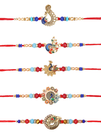 Beautiful Peacock Collection Set of 5 Rakhi