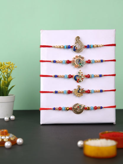 Beautiful Peacock Collection Set of 5 Rakhi