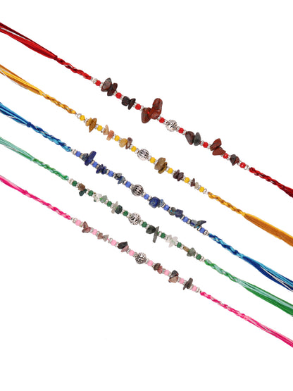 Multicolored Stone & Bead Work Rakhi