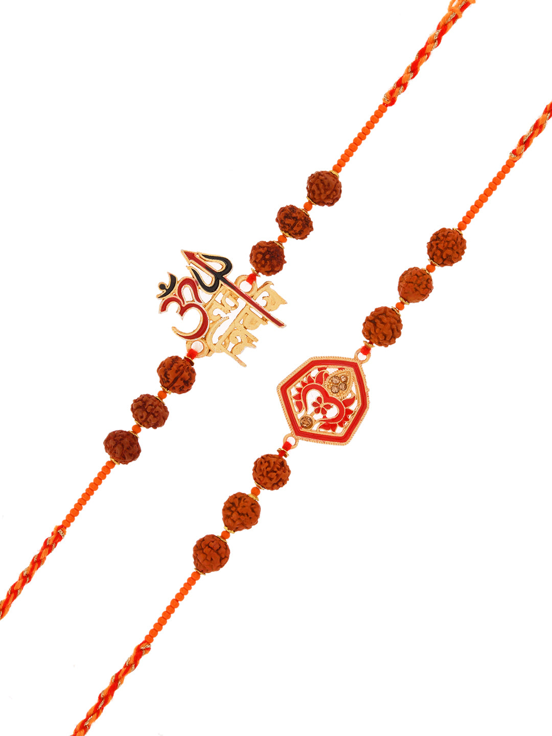 Spiritual Rudraksha Rakhi Combo With Shiv Trishul And Traditional OM Centerpiece