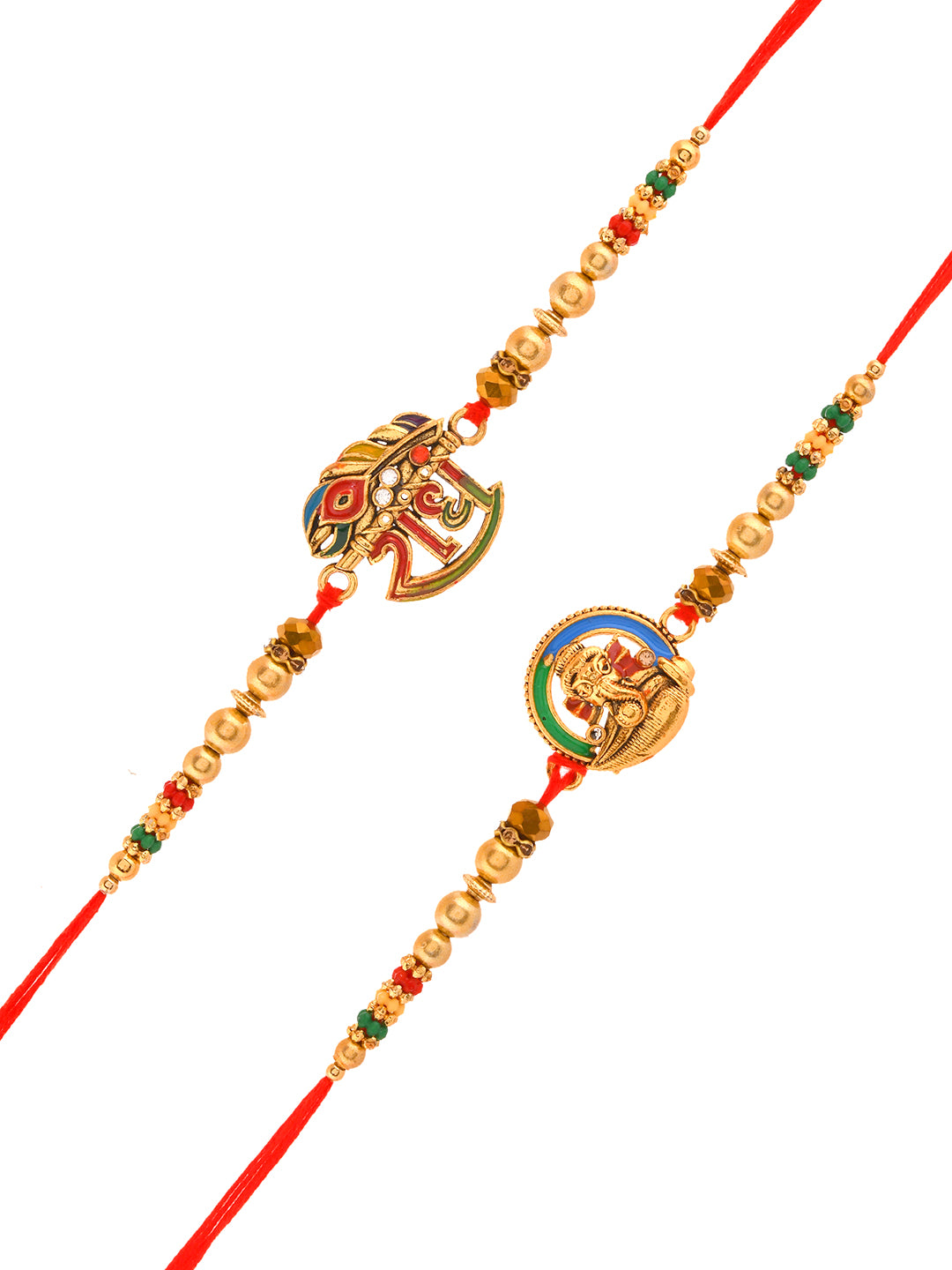 Handcrafted Sacred Rakhi Set with Lord Ganesha and SHREE Symbols