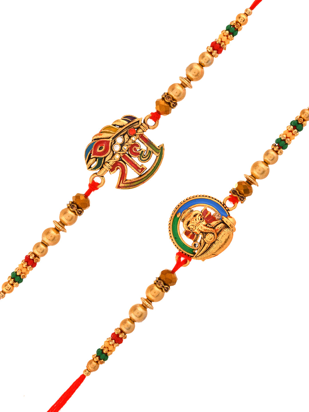 Handcrafted Sacred Rakhi Set with Lord Ganesha and SHREE Symbols