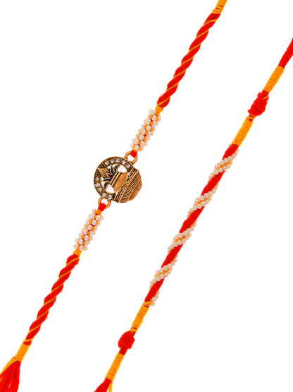 Set of 2 Traditional Beaded Rakhi with Kalash Motif