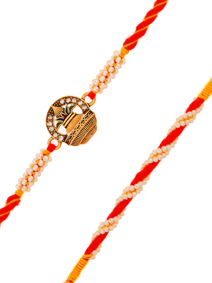 Set of 2 Traditional Beaded Rakhi with Kalash Motif
