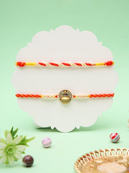 Set of 2 Traditional Beaded Rakhi with Kalash Motif