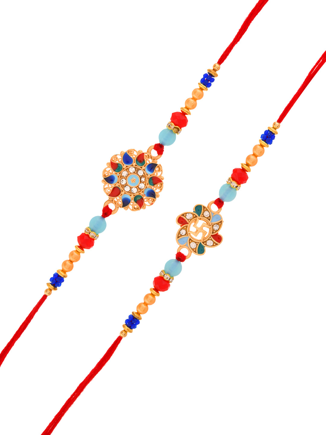Colorful Beaded Rakhi Combo with Festive Centerpiece Designs