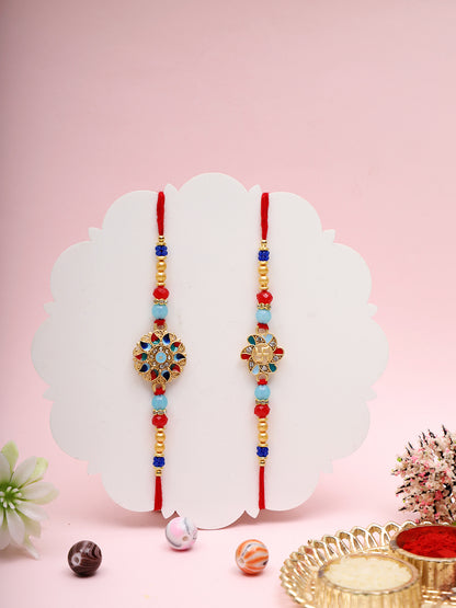 Colorful Beaded Rakhi Combo with Festive Centerpiece Designs