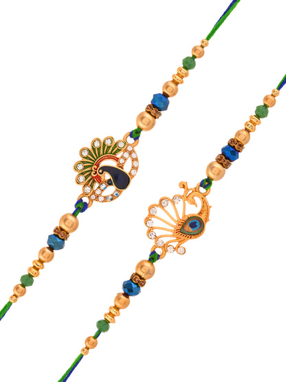 set of 2  Designer Peacock Rakhi Combo for Bhaiya
