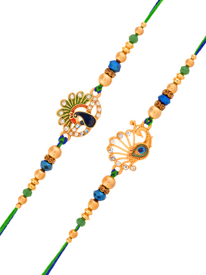 set of 2  Designer Peacock Rakhi Combo for Bhaiya