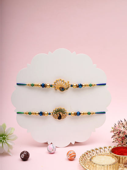 set of 2  Designer Peacock Rakhi Combo for Bhaiya