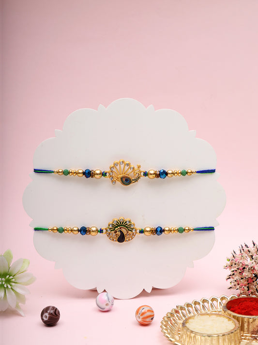 set of 2  Designer Peacock Rakhi Combo for Bhaiya