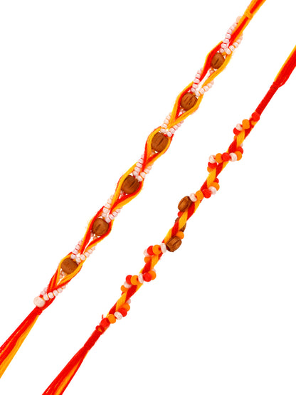 Sacred Mauli Rakhi Set with Kalash Charms and Temple Style Accents
