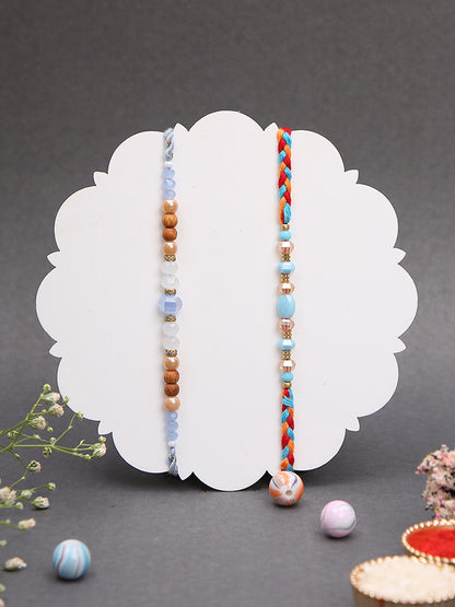 Handcrafted Rakhi Set with Natural Stones and Earthy Colour Scheme