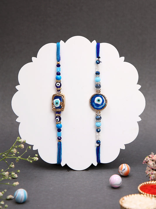 Set of 2 Evil Eye Beaded Rakhi Combo
