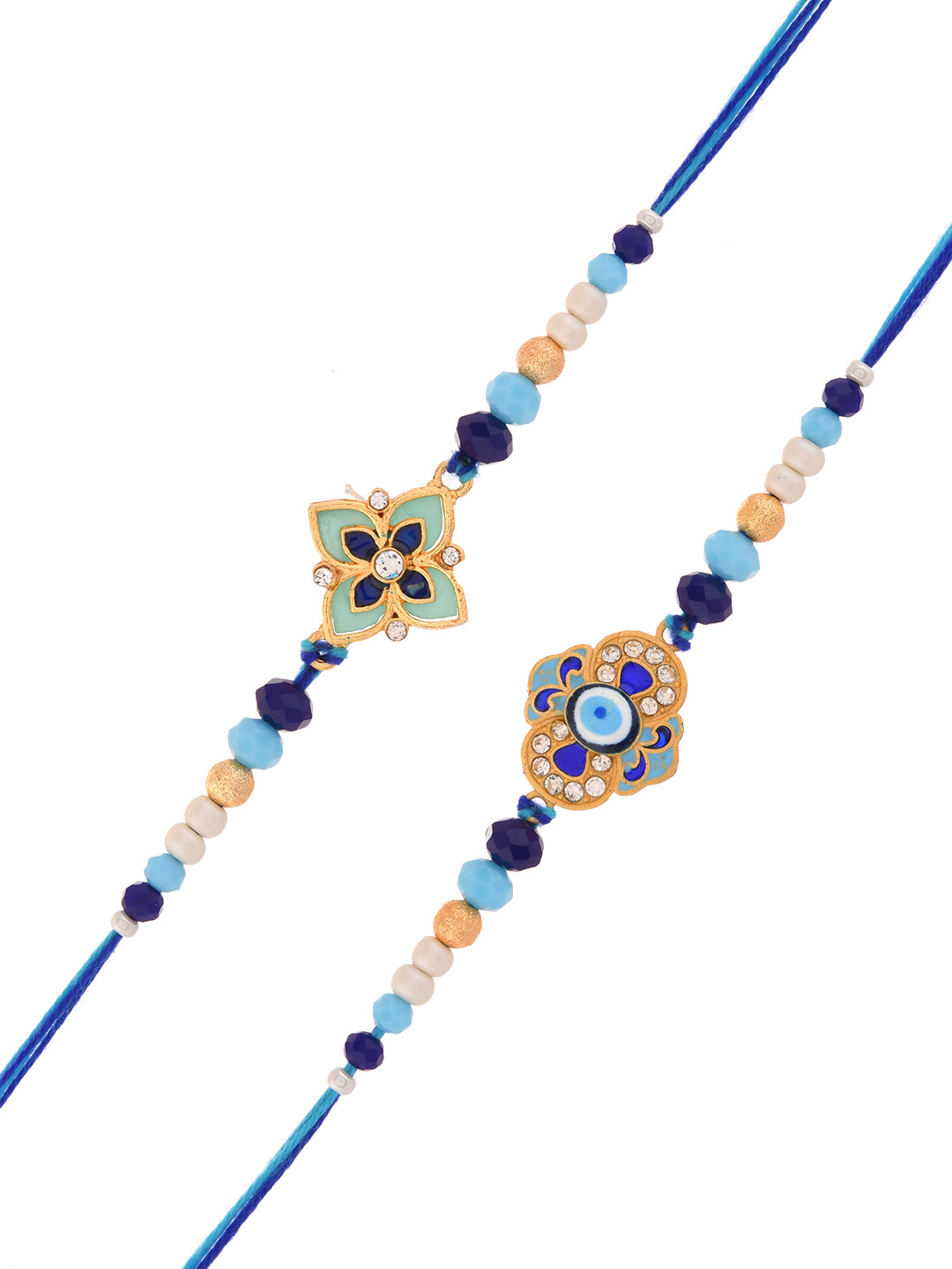 Set of 2 Evil Eye & Floral Rakhi for Brother