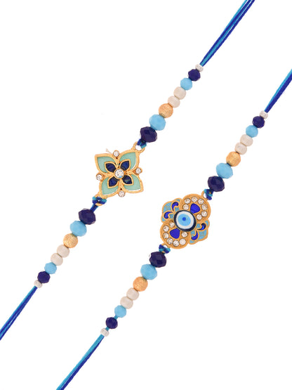 Set of 2 Evil Eye & Floral Rakhi for Brother