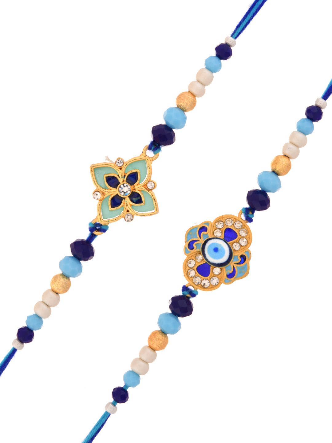 Set of 2 Evil Eye & Floral Rakhi for Brother
