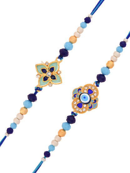 Set of 2 Evil Eye & Floral Rakhi for Brother
